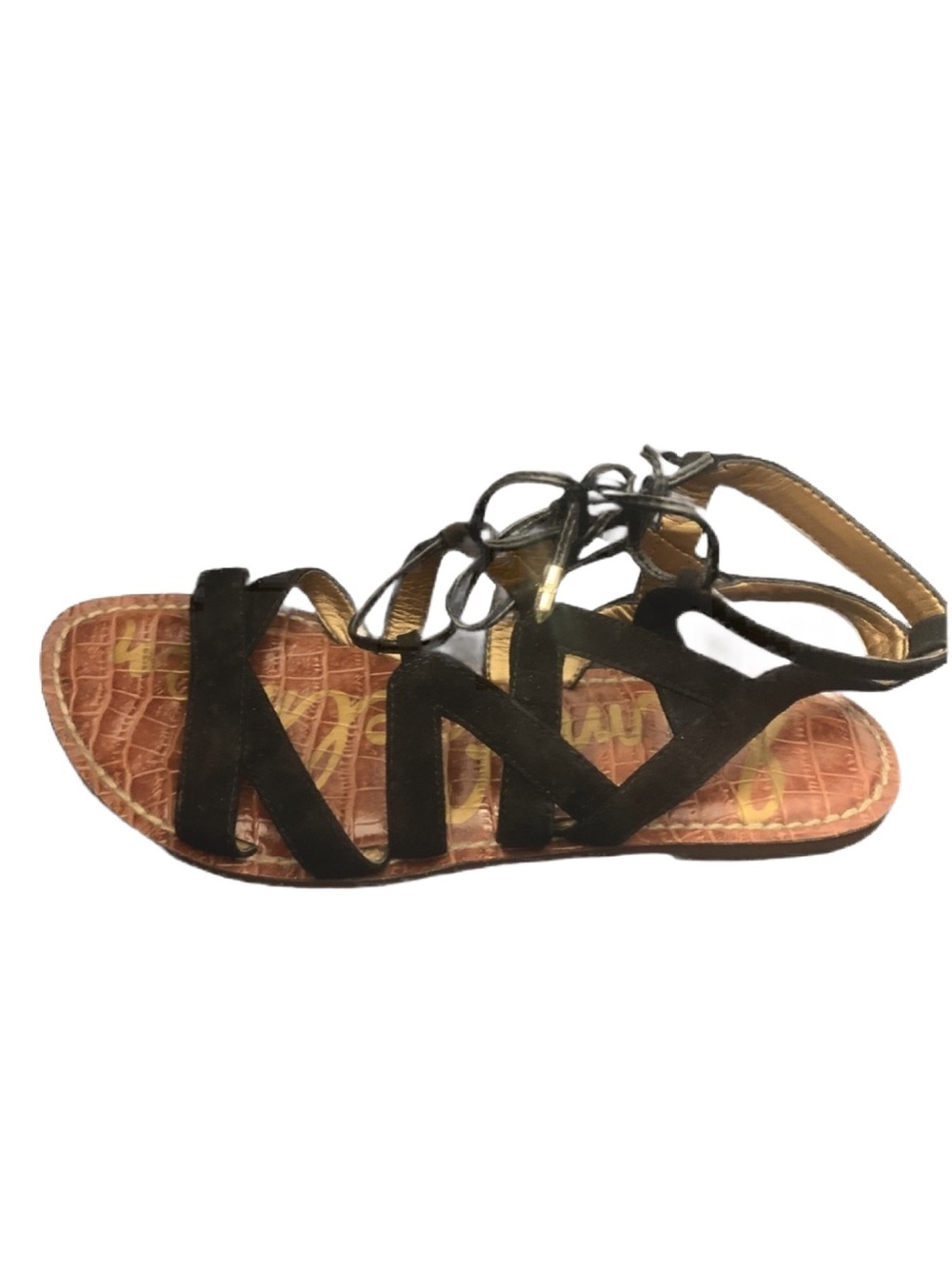 Sam Edelman Black Suede Lace-Up Gladiator Flat Sandal Size 6